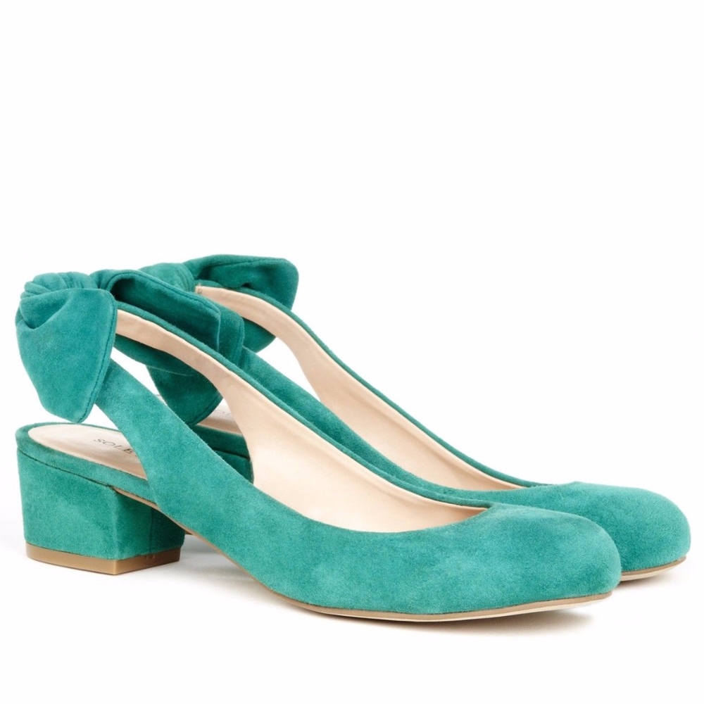 SOLE SOCIETY- Emerald 1 inch block flats
